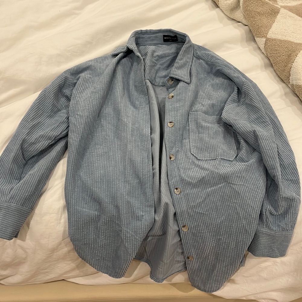 White Fox blue corduroy button down S/M